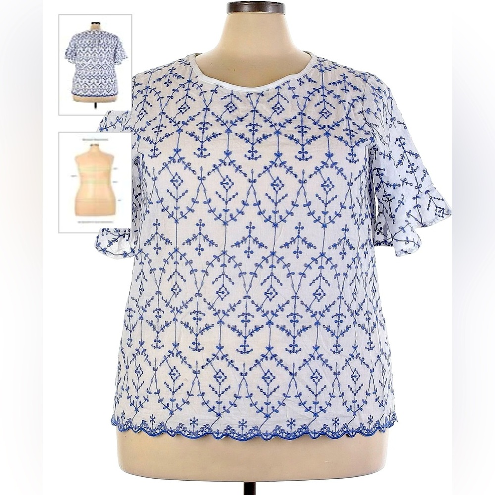 Kindred Eyelet Blue and White Blouse 1x